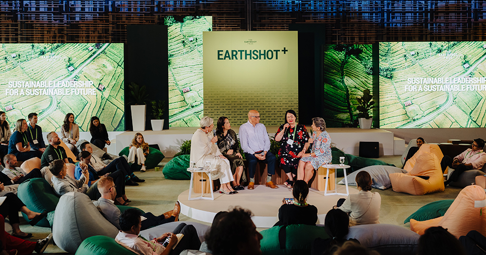 Earthshot Prize Chair, Christiana Figueres, talking with guests at Earthshot+ during Earthshot Week 2023