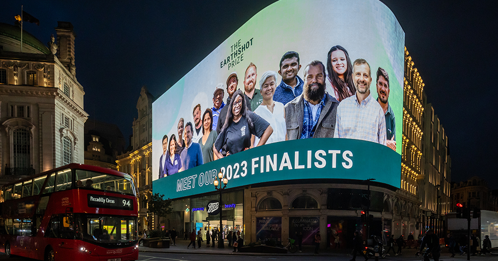 2023 Earthshot Prize Finalists on big screen at Piccadilly Circus, London