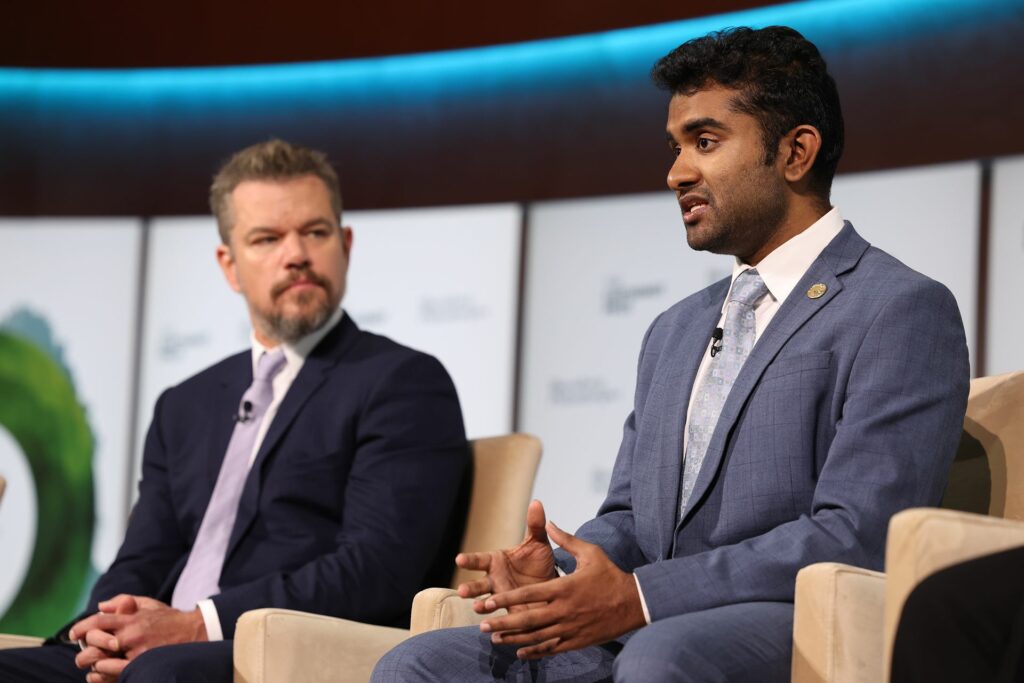 Aadith Moorthy, 2023 Finalist Boomitra and Matt Damon, Water.org