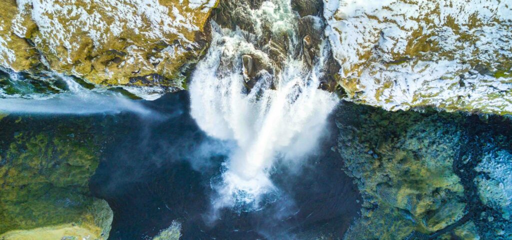Aerial shot of a waterfall