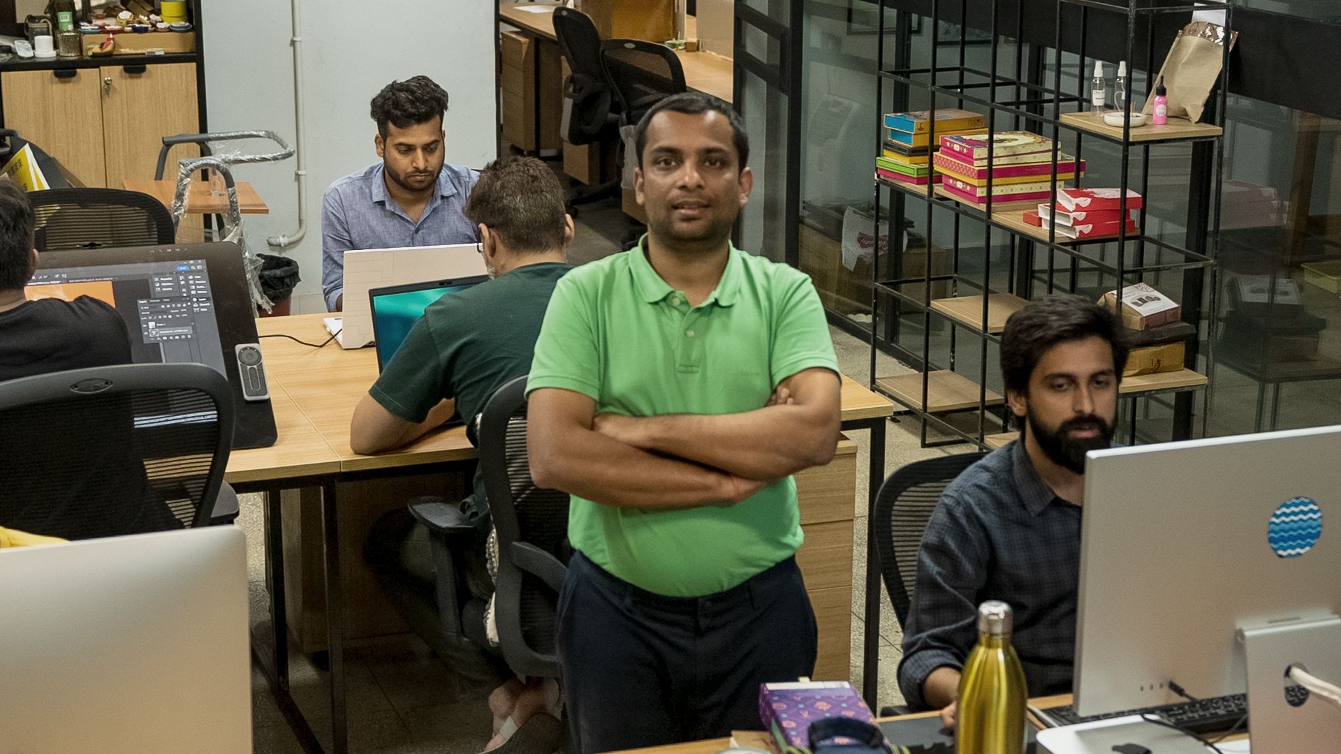 Ankit Agarwal in Phool Fleather office with colleagues