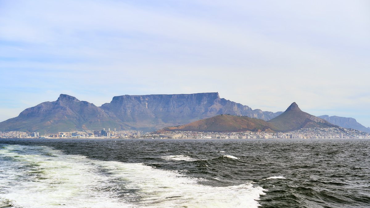 Cape Town and the iconic Table Mountain from the sea