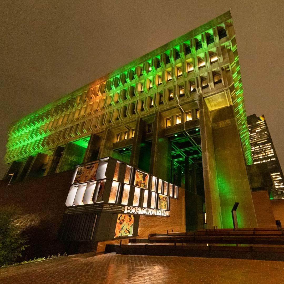 City Hall is lit up green to countdown to The Earthshot Prize Awards 2022