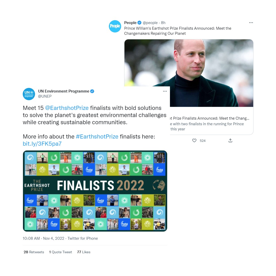 Global coverage of Earthshot Prize Finalists 2022