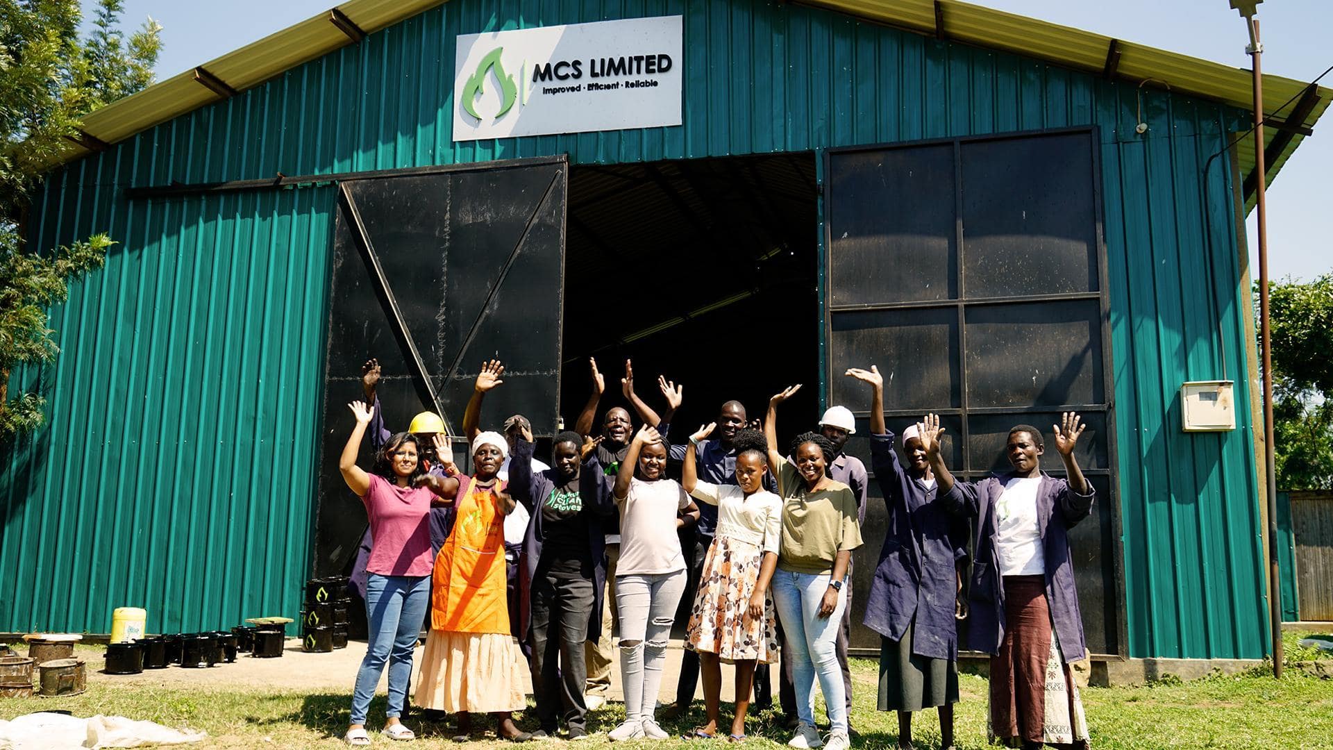 Mukuru Clean Stoves workers outside their warehouse