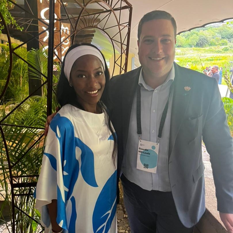 Natalie Mangondo with Mayor of Cape Town, Geordin Hill-Lewis, during Earthshot Week 2024
