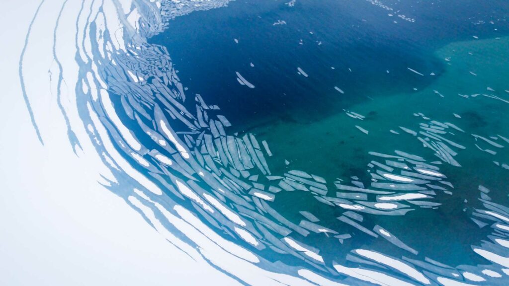 Sea ice breaking away from coastline