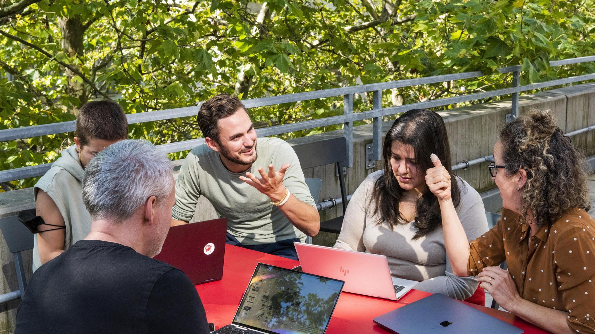 Restor Tom Crowther with colleagues outside