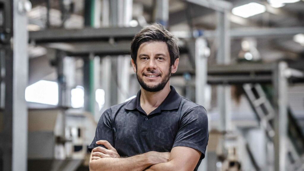 Sanergy co-founder David Auerbach in factory