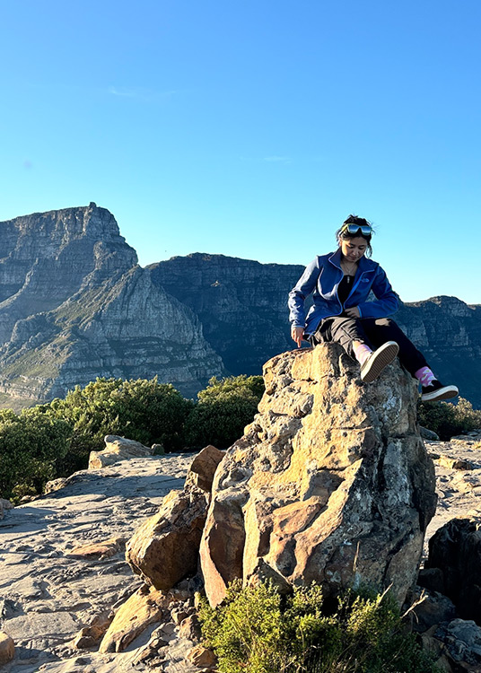 Tasha Sabapathy visiting Table Mountain, Cape Town