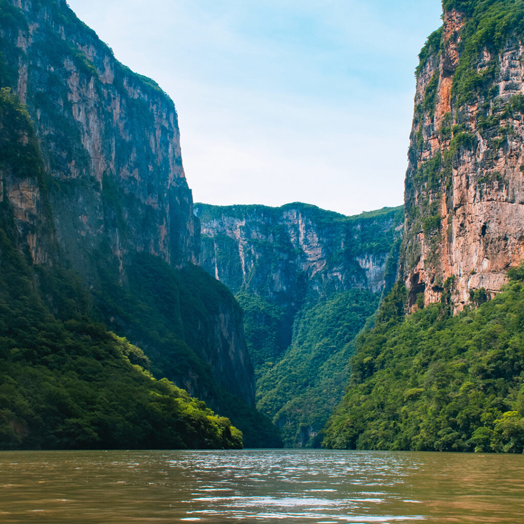 Dramatic cliffs alongside river