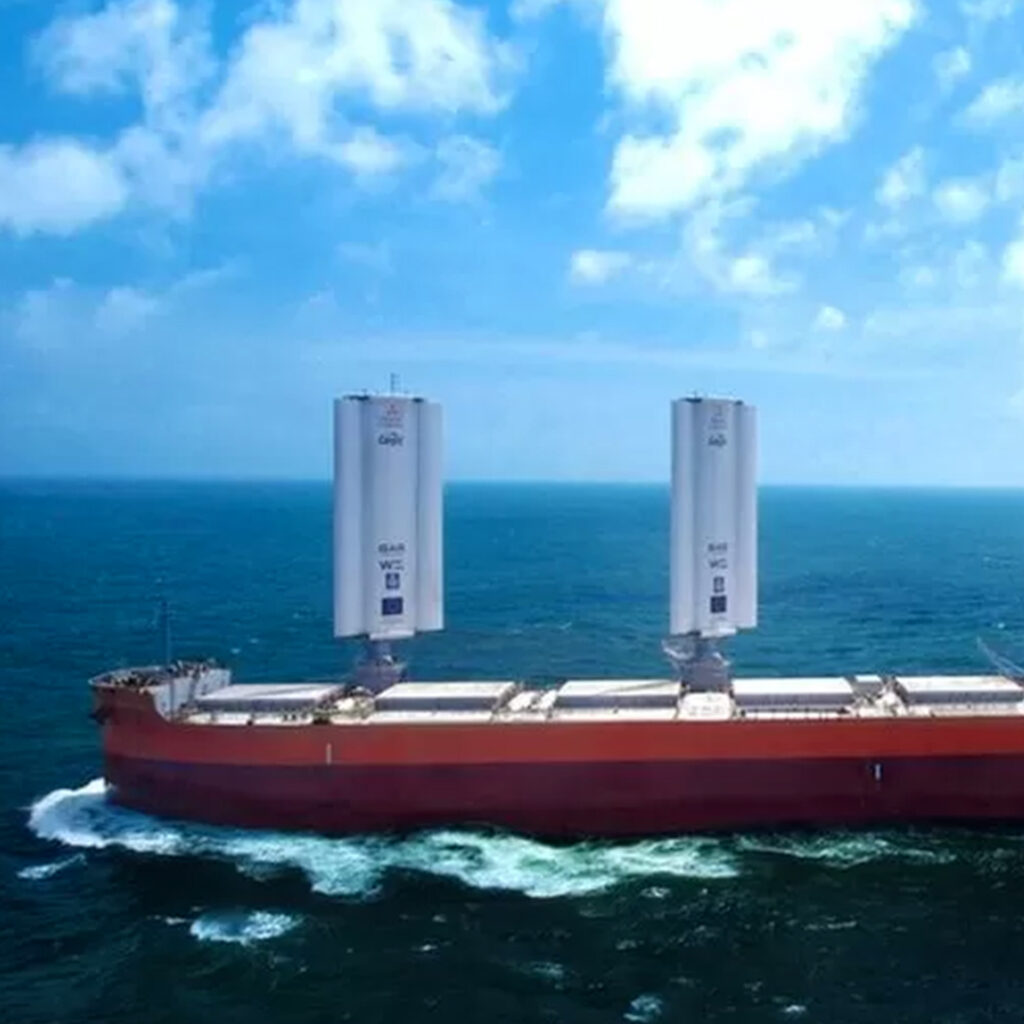 Wind-powered cargo ship